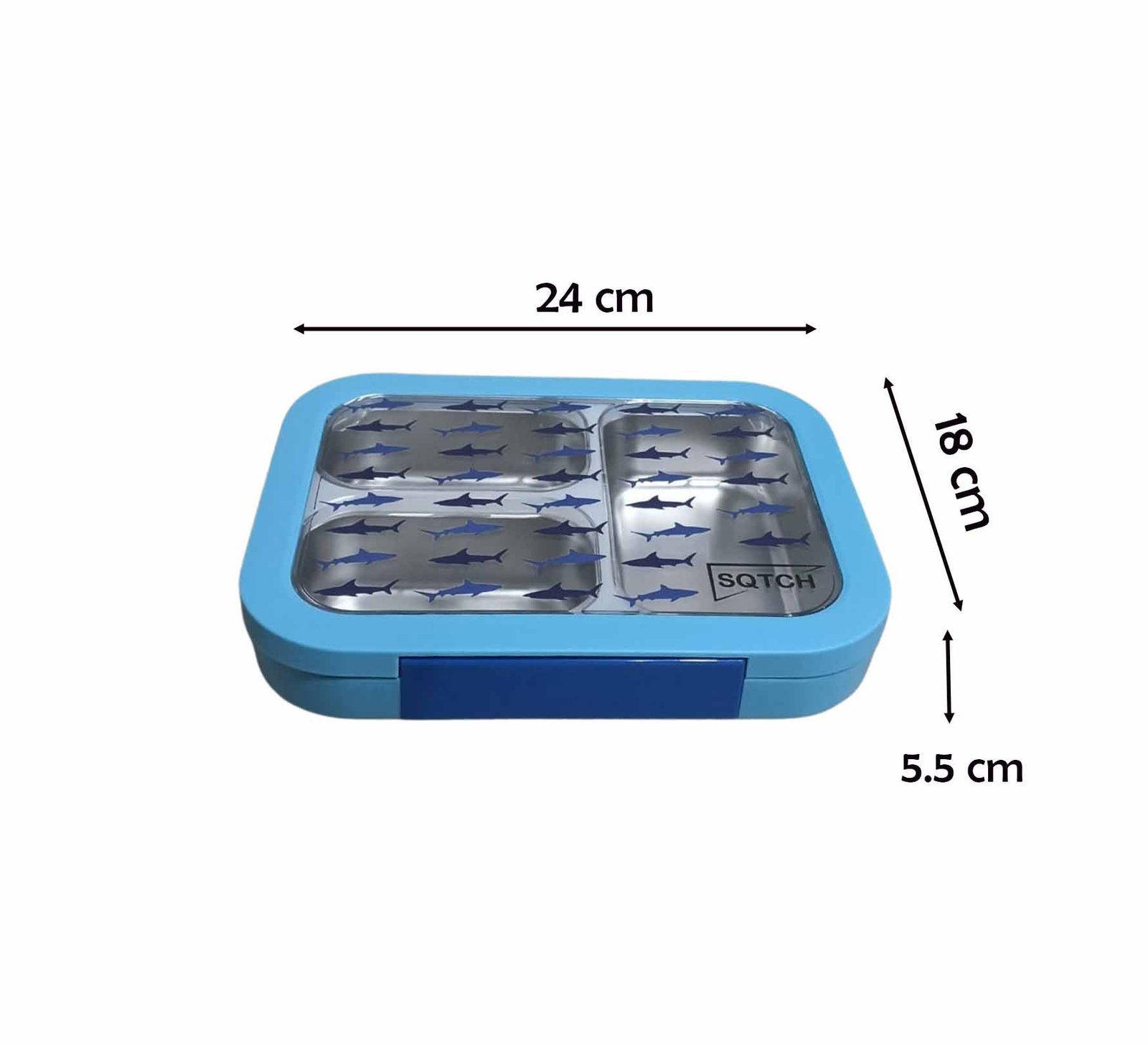 Stainless Steel sharks 3-Compartment Lunch Box 970ML