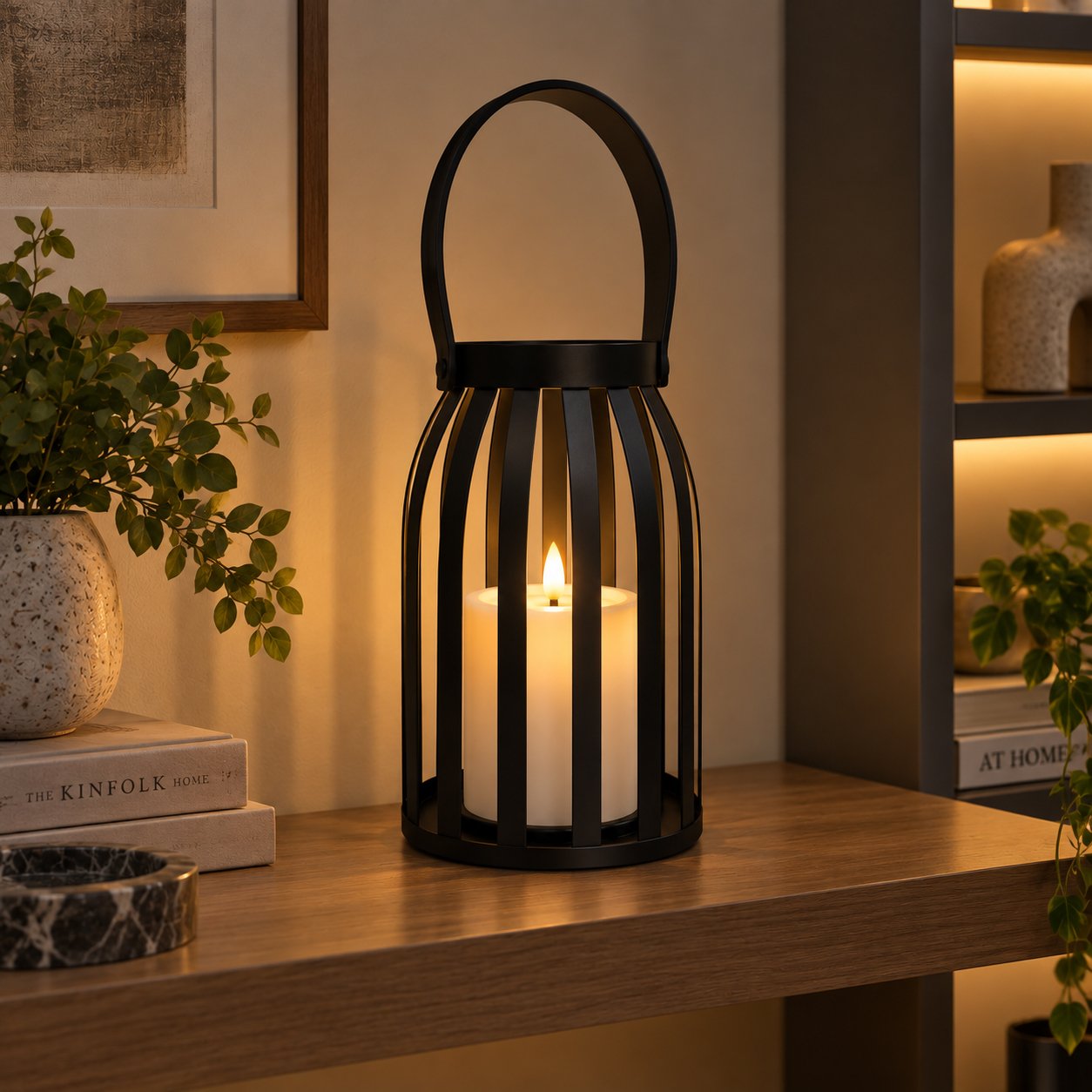 BATTERY OPERATED LED LANTERN WITH HANDLE 31 CM