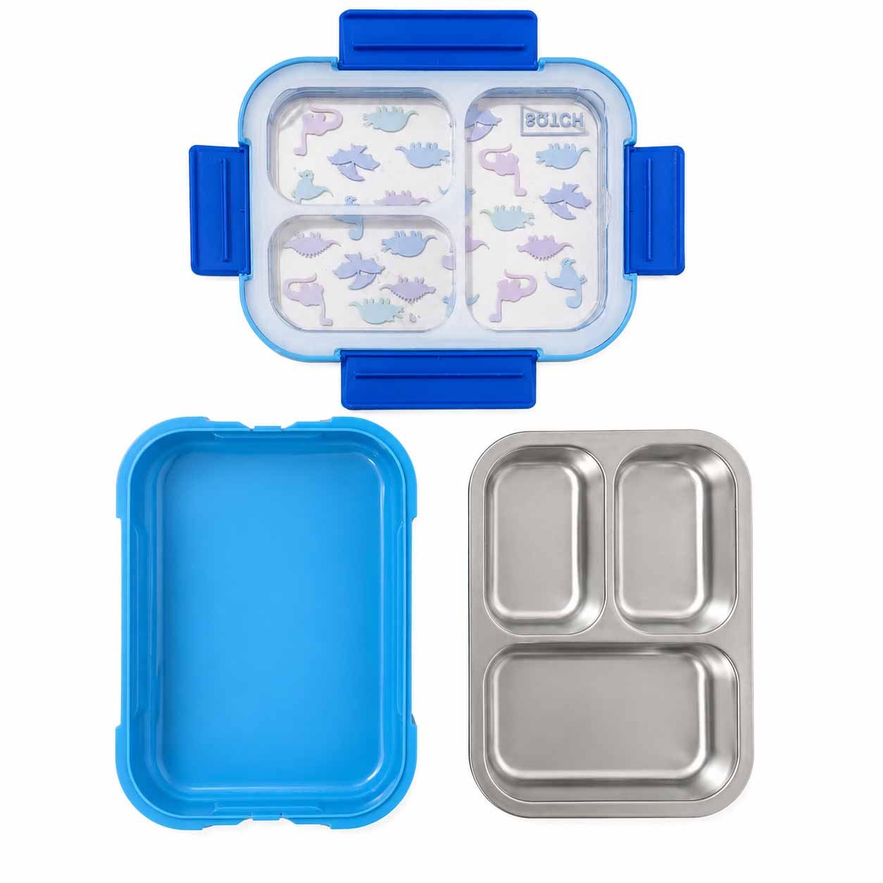 Stainless Steel Dinosaur 3-Compartment Lunch Box 970ML