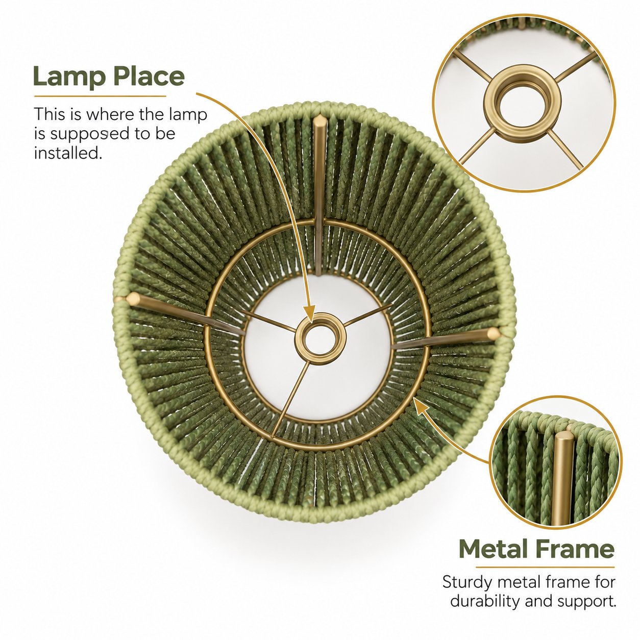 DECORATIVE GREEN ROPE FLOOR LIGHT STAND 80.5 CM - Image 1