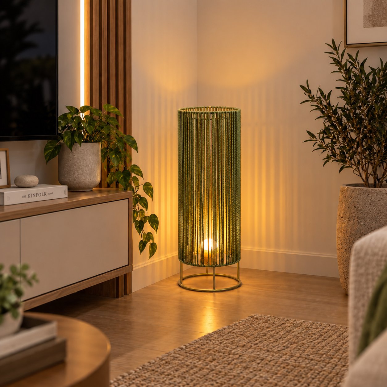 DECORATIVE GREEN ROPE FLOOR LIGHT STAND 80.5 CM - Image 2