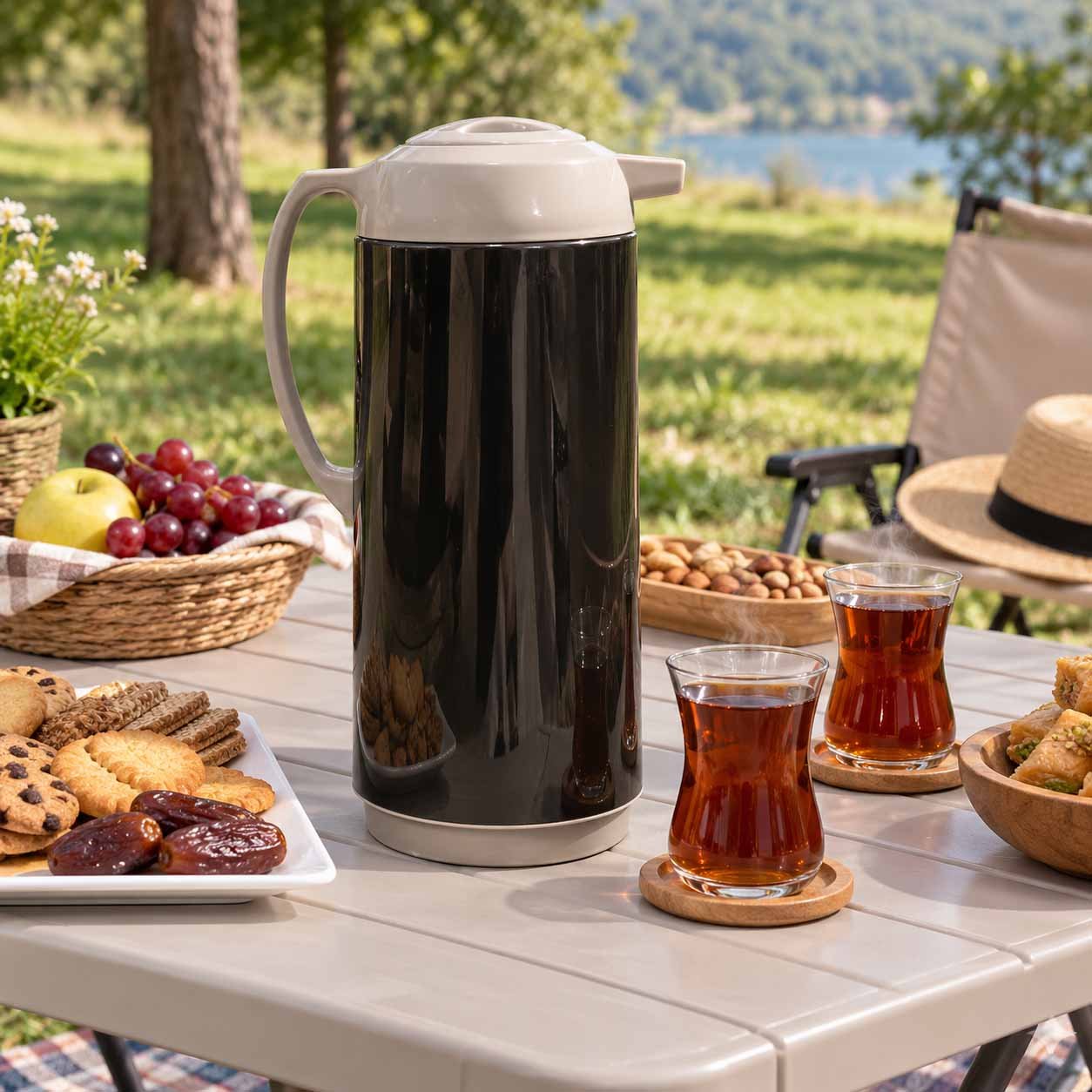 1.9L GLASS VACUUM FLASK HOT & COLD BEVERAGES