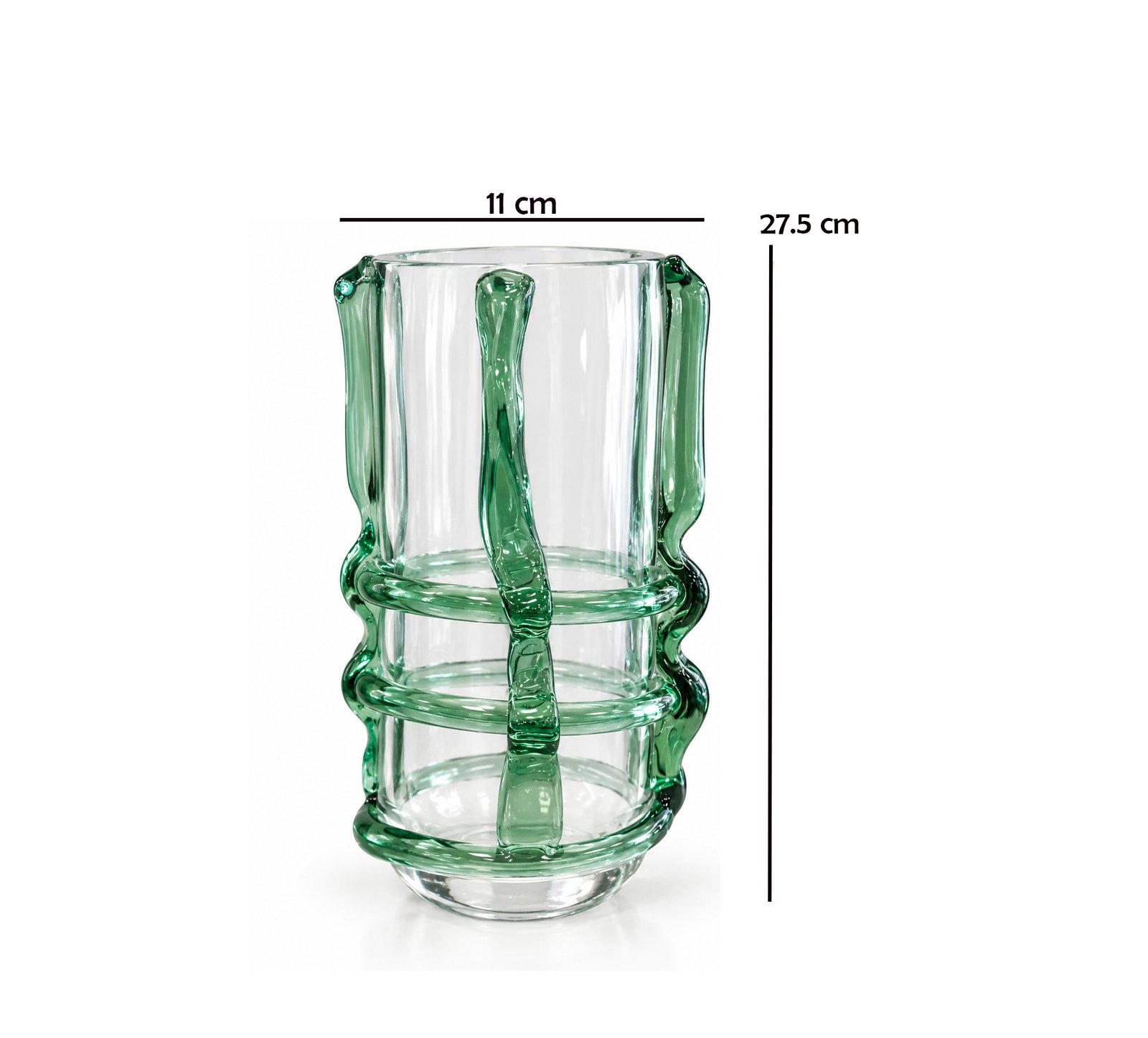 GREEN RING GLASS DECORATIVE VASE WITH CORDING 27.5CM - Image 2