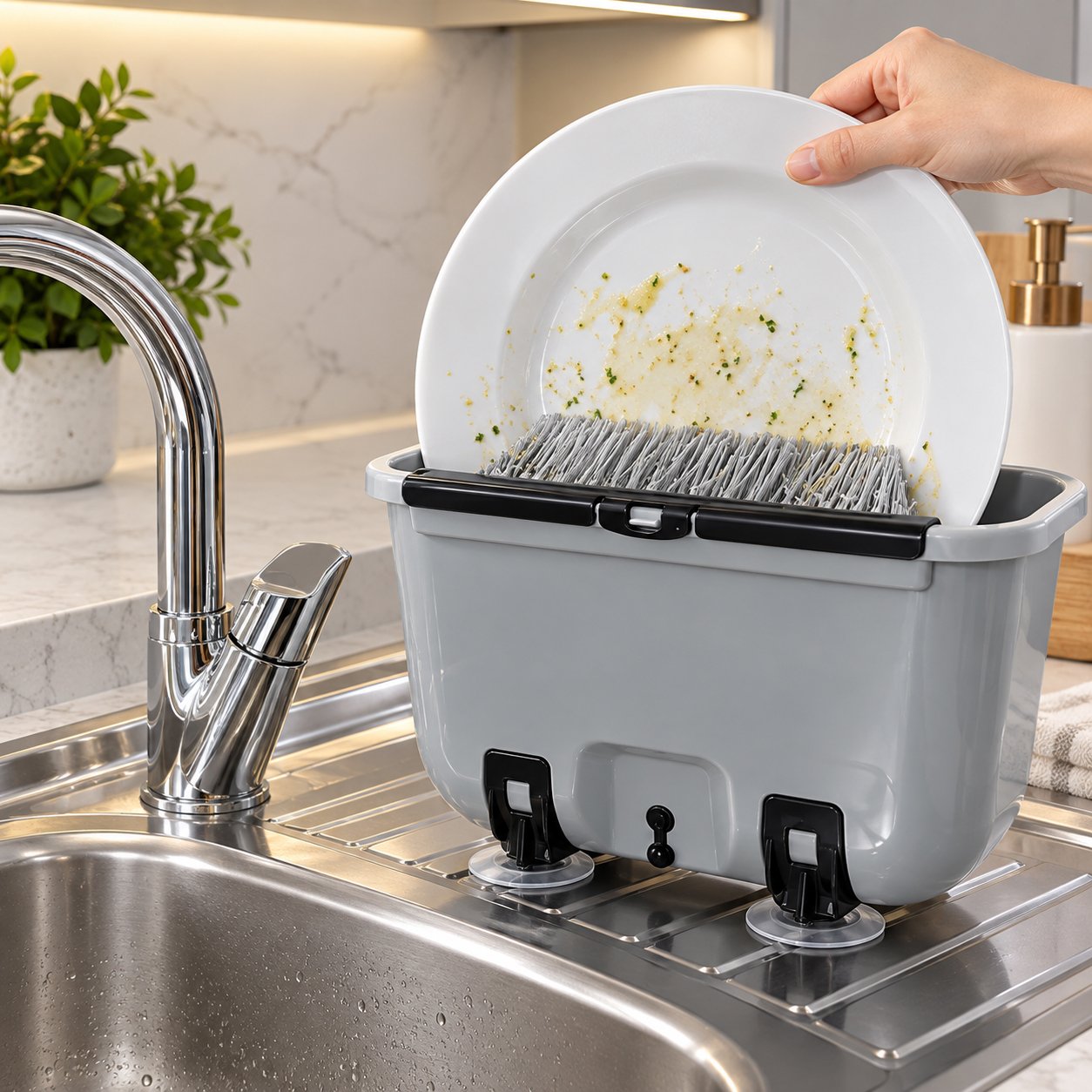 MANUAL DISH WASHING BASIN - 3L DOUBLE BRUSH