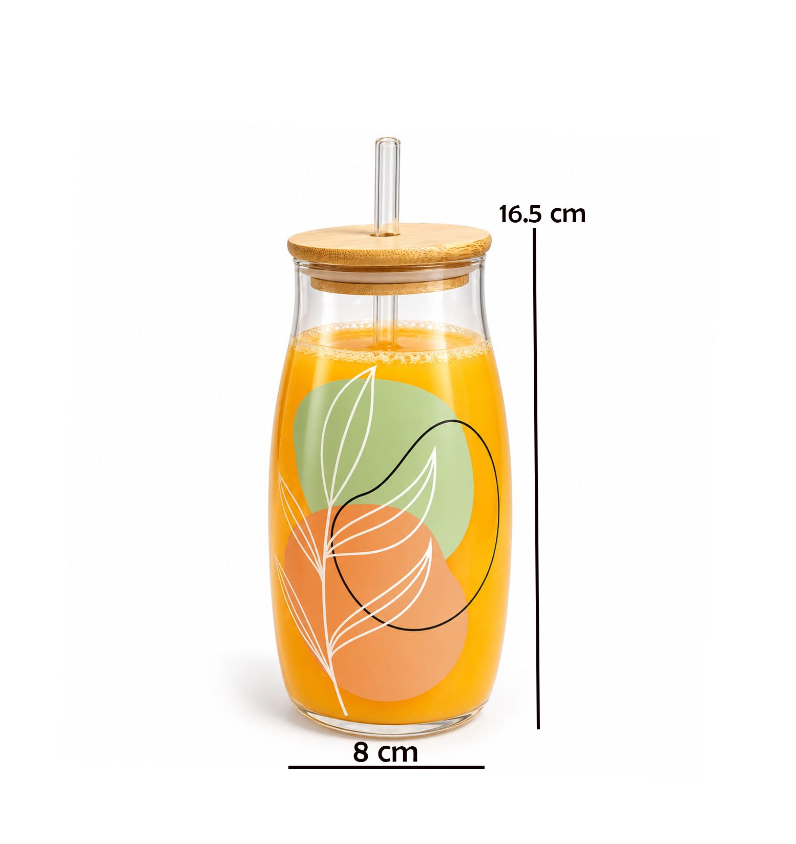 GLASS TUMBLER WITH BAMBOO LID & STRAW - Image 3