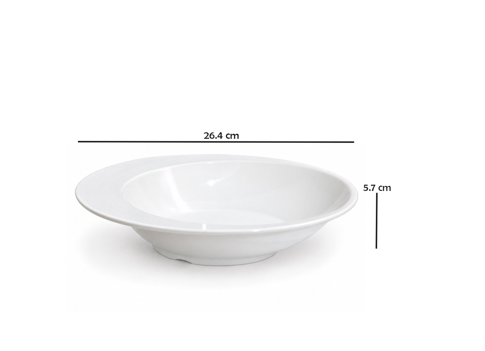 WHITE MELAMINE WIDE RIM SOUP & PASTA BOWL 26.4 CM