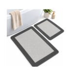 COTTON BLEND BATH MAT SET DARK-GREY 2 PCS