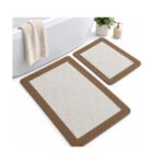 COTTON BLEND BATH MAT SET BROWN 2 PCS
