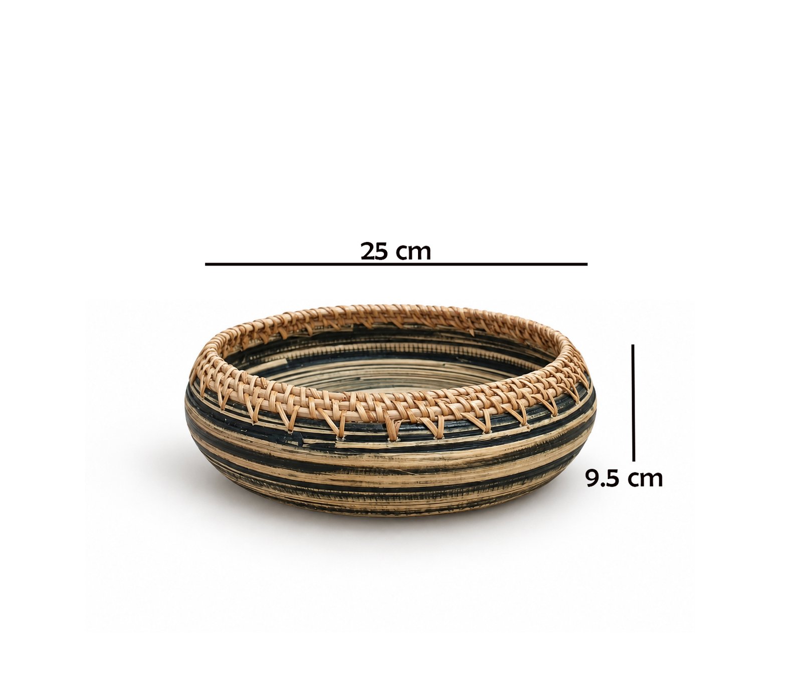 DECORATIVE BOWL 25 CM - BAMBOO RATTAN - Image 2