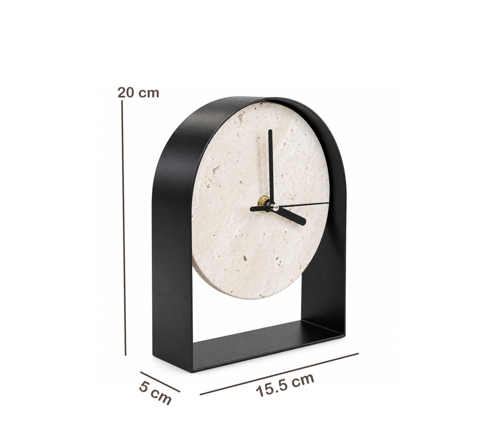 DECORATIVE MARBLE TABLE CLOCK WITH METAL FRAME - Image 3