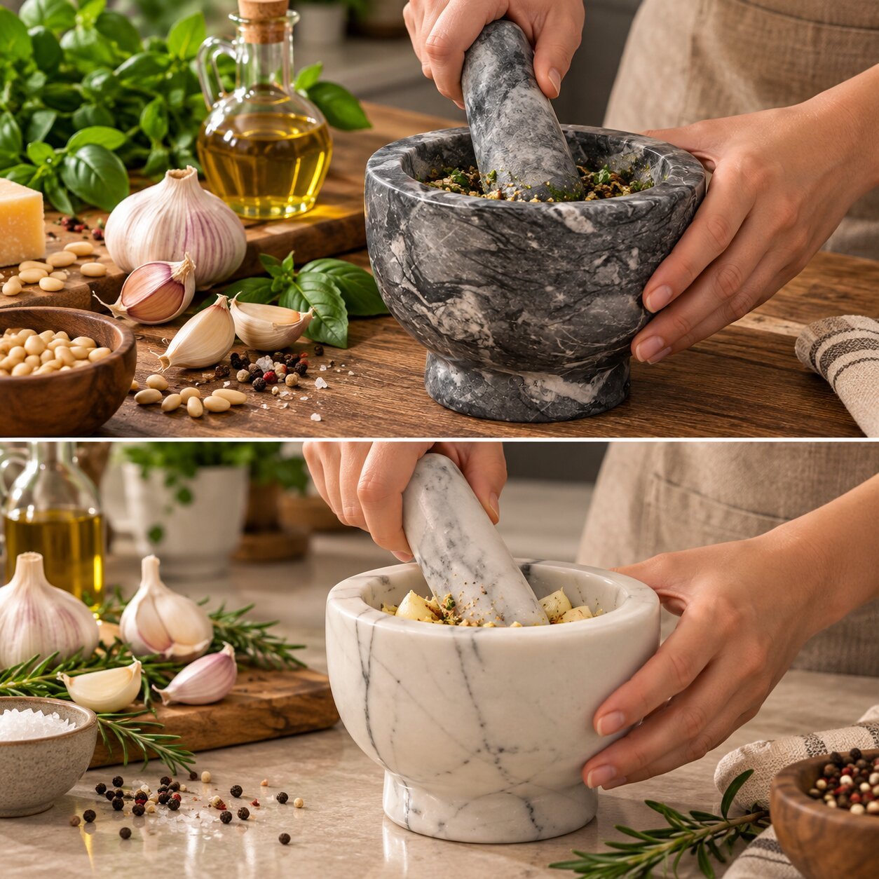 LARGE MARBLE MORTAR & PESTLE SET - KITCHEN TOOLS - Image 3