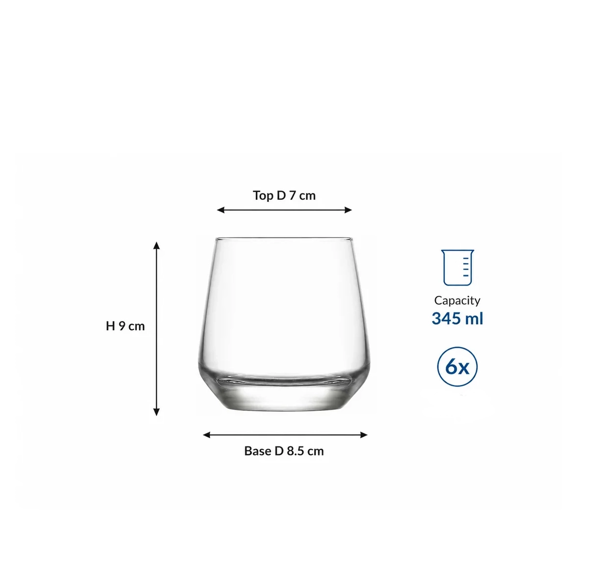 LAL 12-PIECE CLEAR GLASS CUP SET – 345 & 480 ML