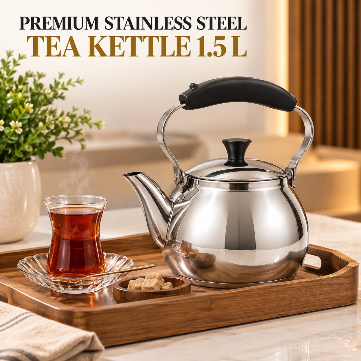 PREMIUM STAINLESS STEEL TEA KETTLE 1.5 L