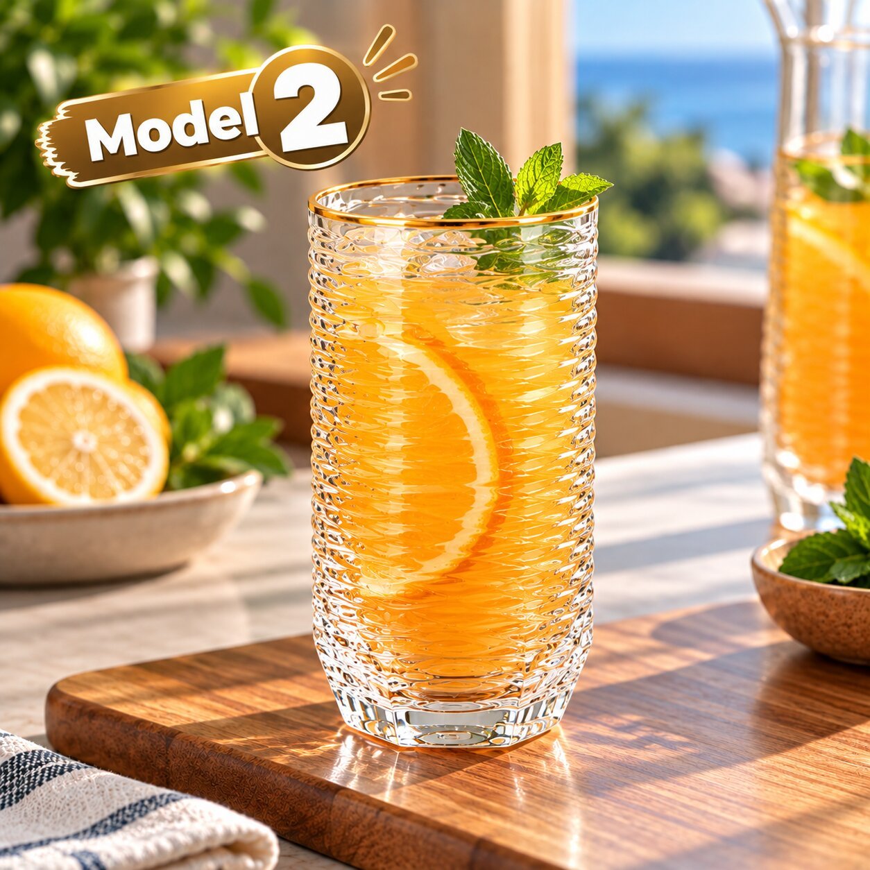 LONG DRINKING GLASS SET 12 PCS – 4 DESIGNS