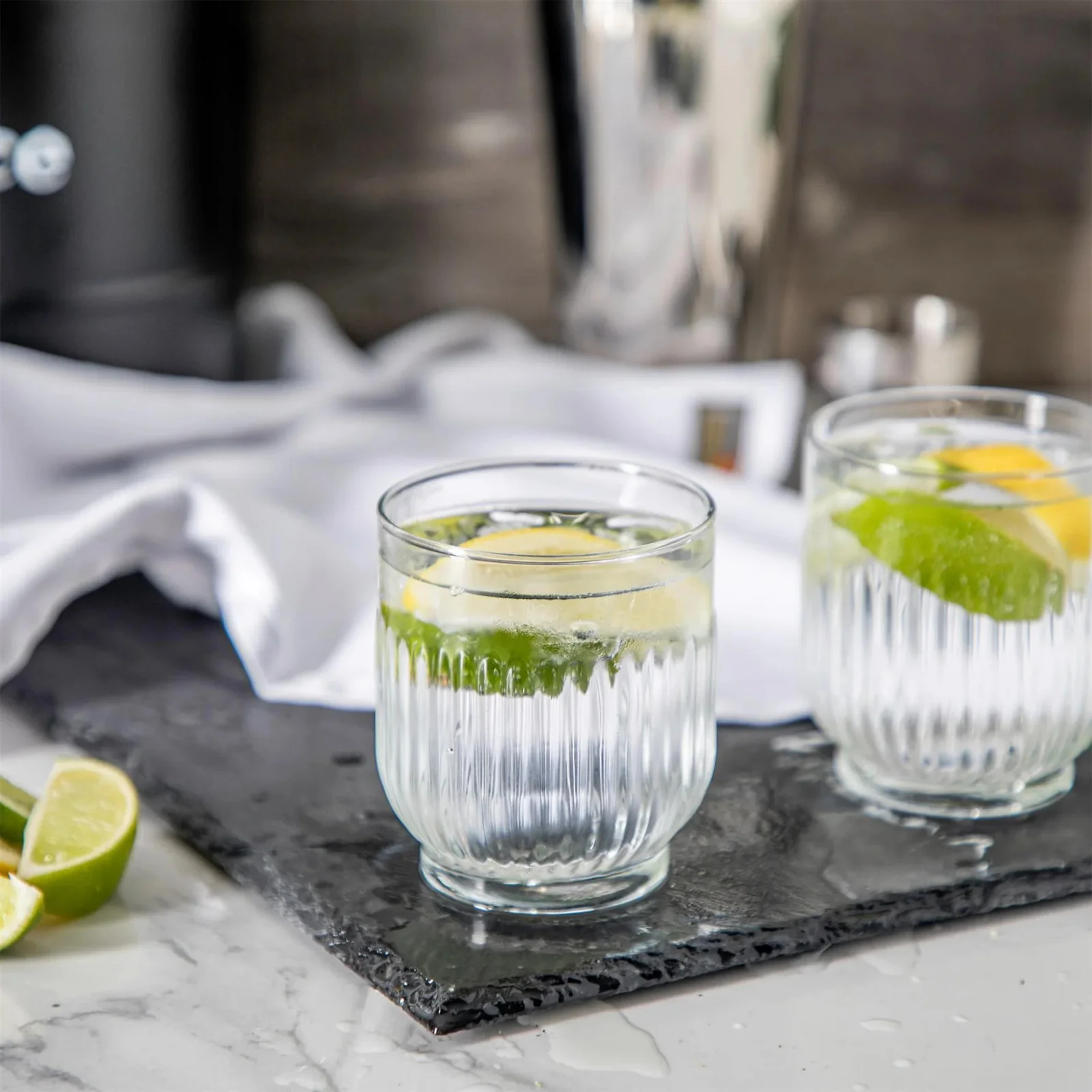 TOKYO 12-PIECE VERTICAL RIBBED GLASS CUP SET