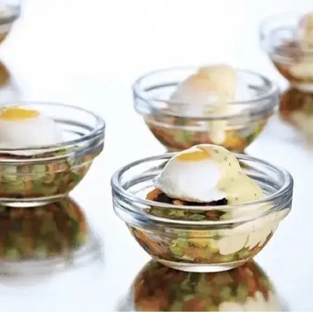 Mini Glass Bowl Set of 6 – Clear Sauce and Spice Bowls 6 cm