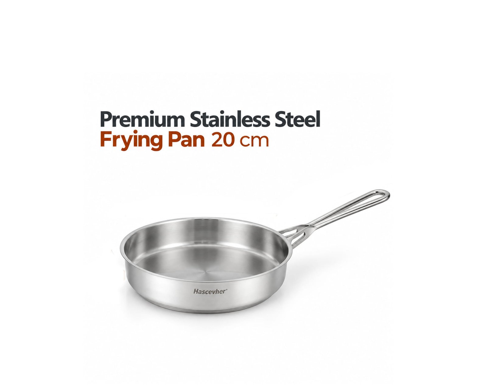 PREMIUM STAINLESS STEEL FRYING PAN 20 CM SILVER