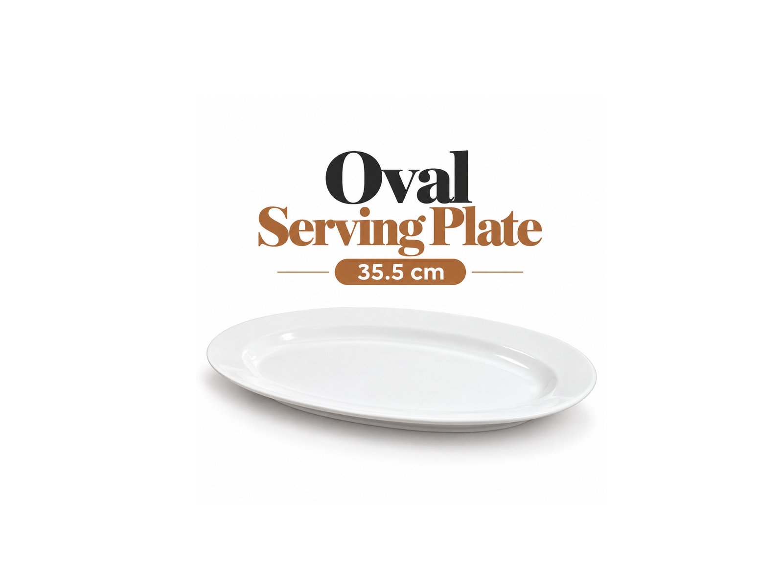 WHITE OVAL CERAMIC SERVING PLATE 35.5 CM – GLOSSY