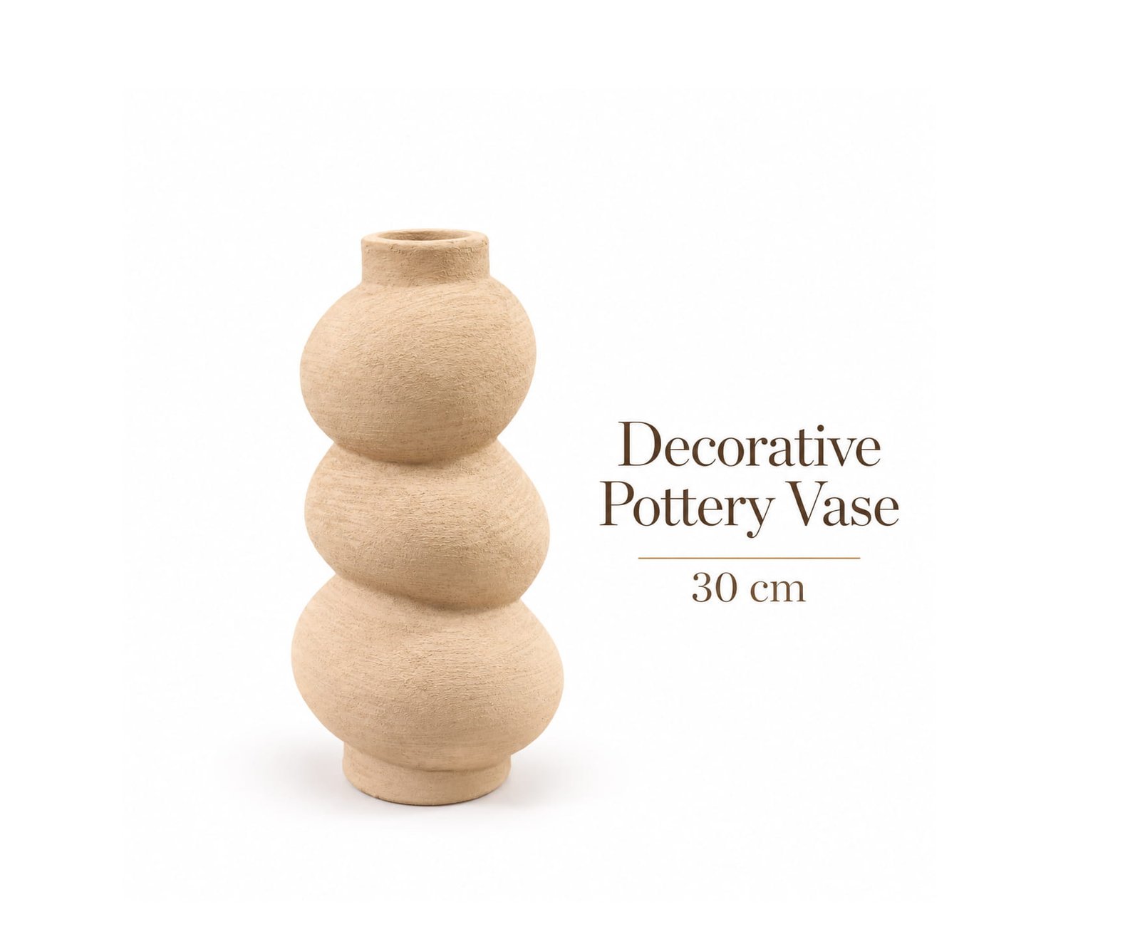 DECORATIVE TEXTURED TRIPLE BUBBLE POTTERY VASE 30 CM