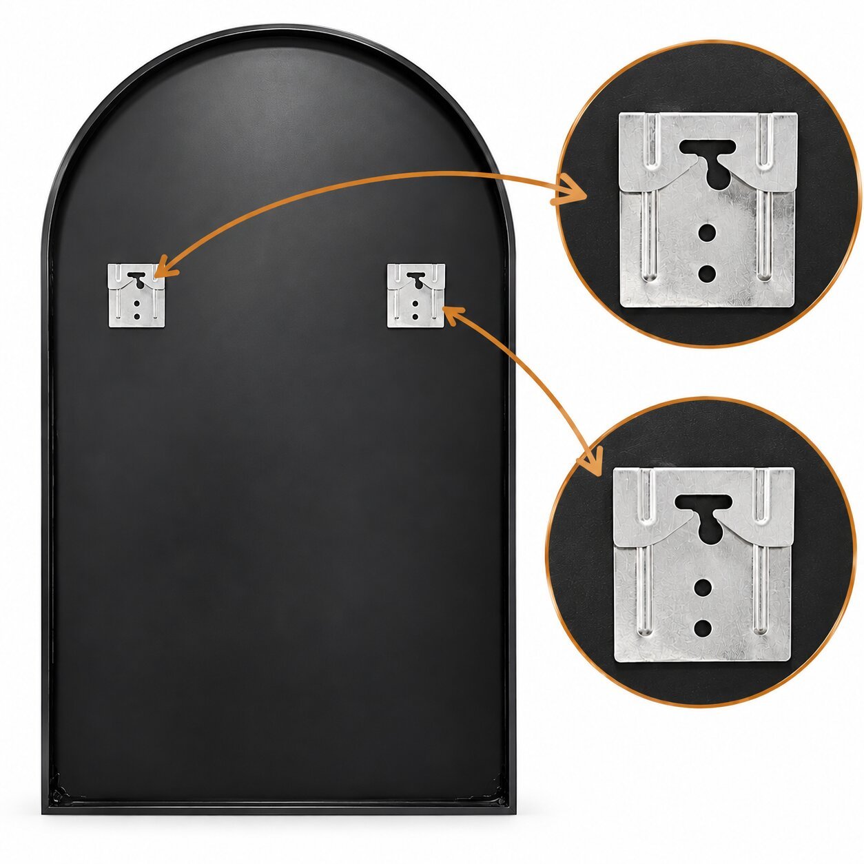 MODERN ARCHED WALL MIRROR WITH BLACK FRAME 89.5 CM