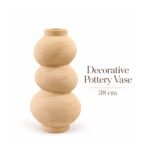 DECORATIVE TEXTURED TRIPLE BUBBLE POTTERY VASE 38 CM