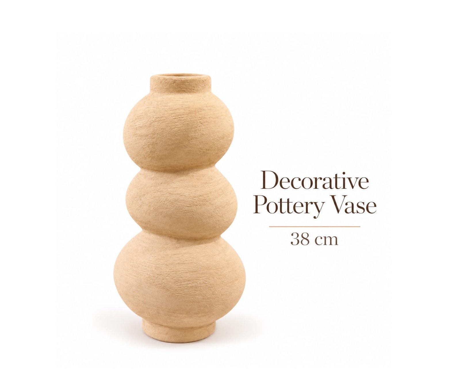DECORATIVE TEXTURED TRIPLE BUBBLE POTTERY VASE 38 CM