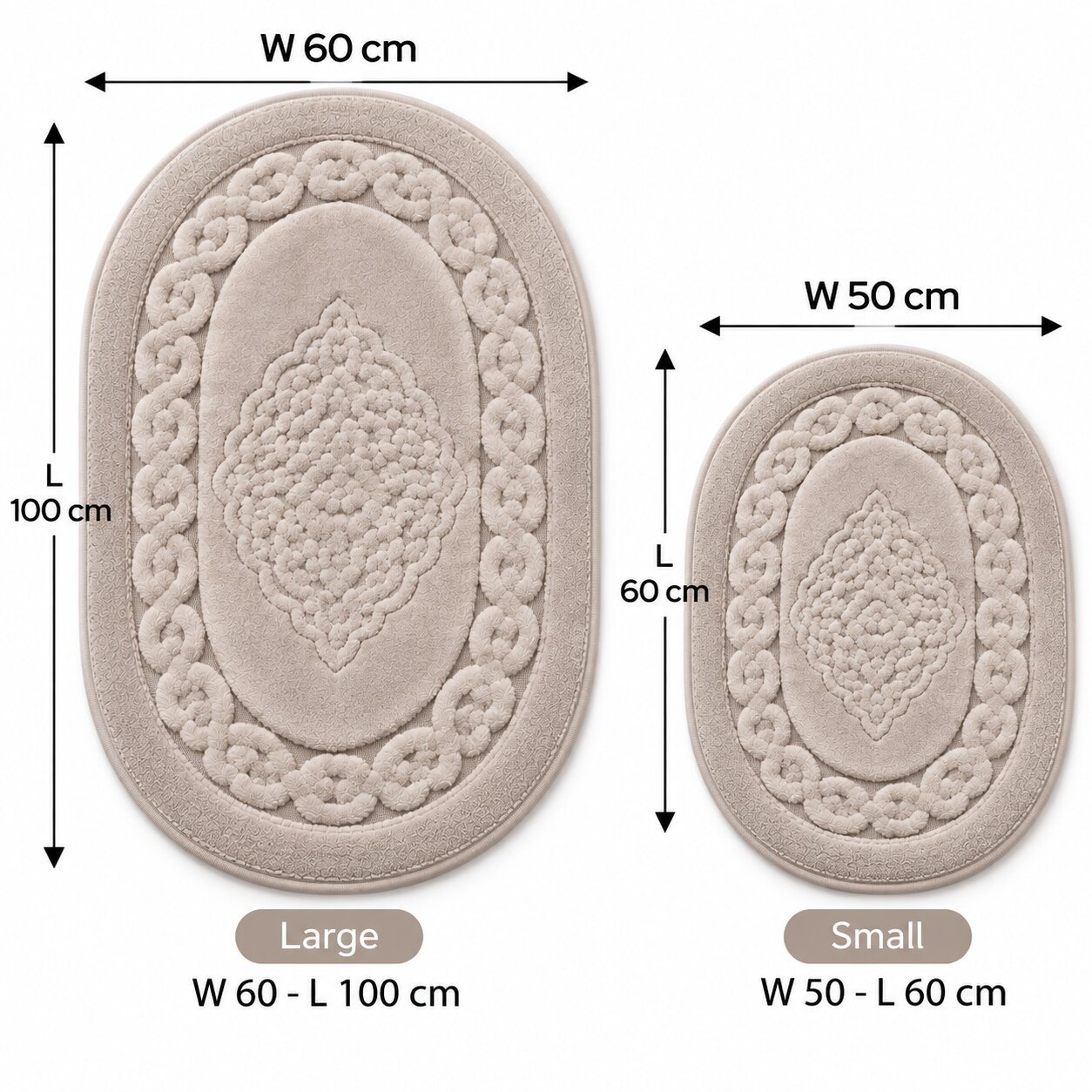 OVAL COTTON BATHMAT NON-SLIP - GREY - Image 2
