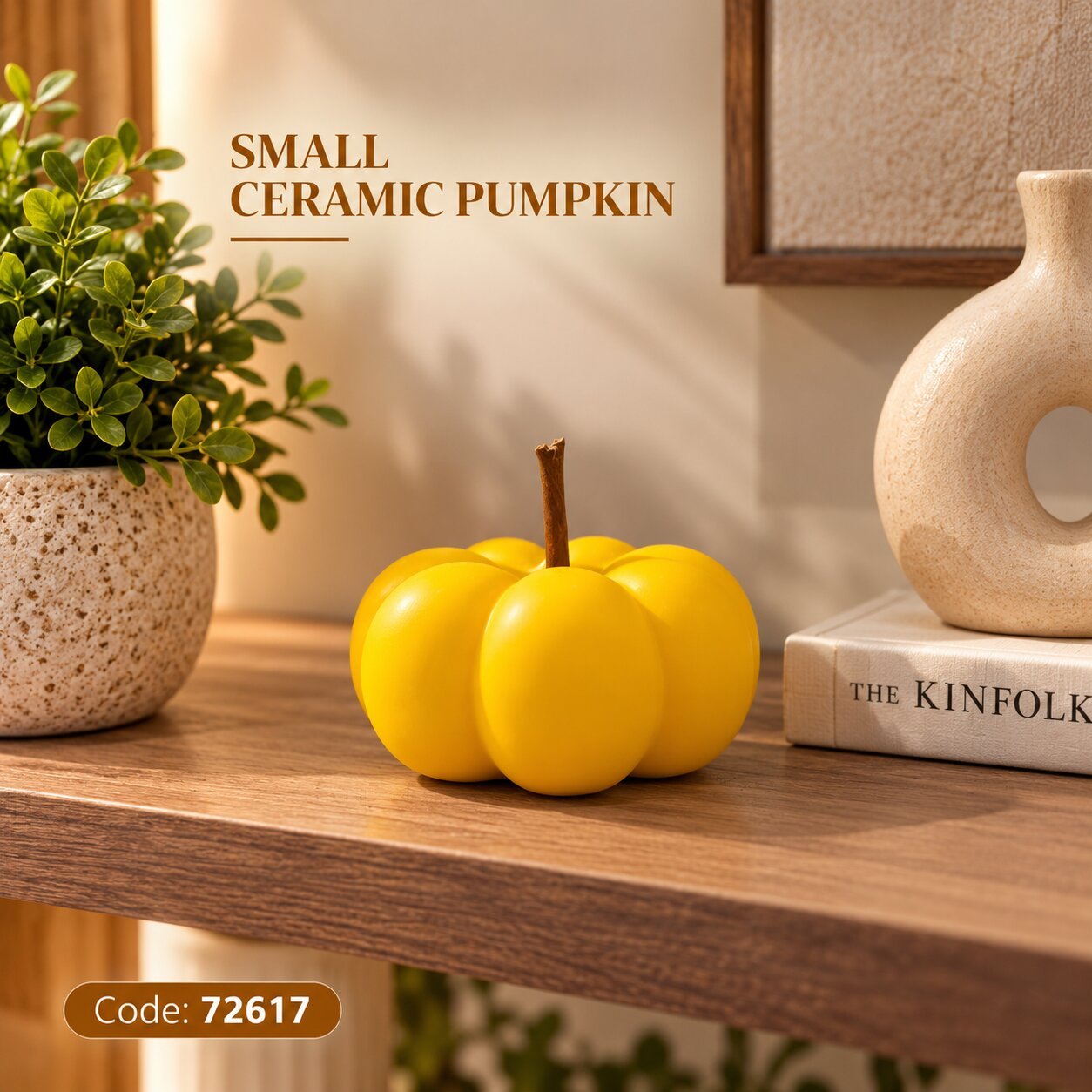 SMALL DECORATIVE CERAMIC PUMPKIN HOME ORNAMENT - Image 2
