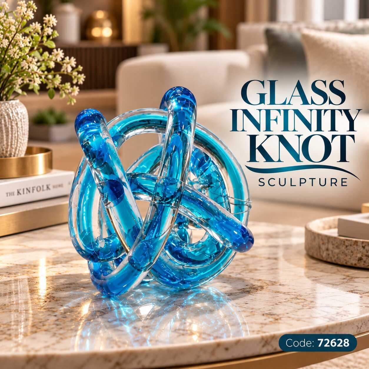LARGE DECORATIVE GLASS INFINITY KNOT SCULPTURE - Image 2