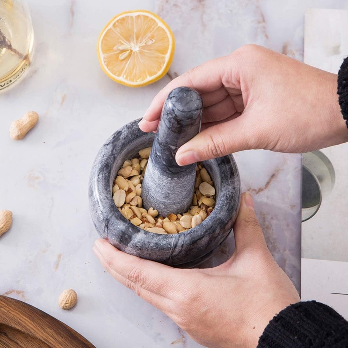MARBLE MORTAR & PESTLE SET FOR KITCHEN USE