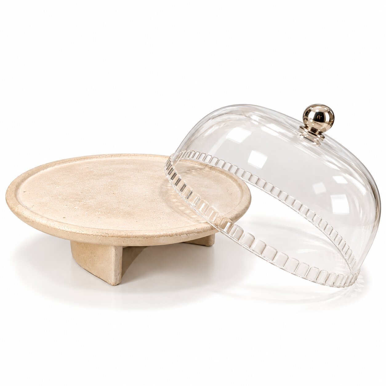 ELEVATED STONE CAKE STAND WITH PLEXI COVER 32.5 CM