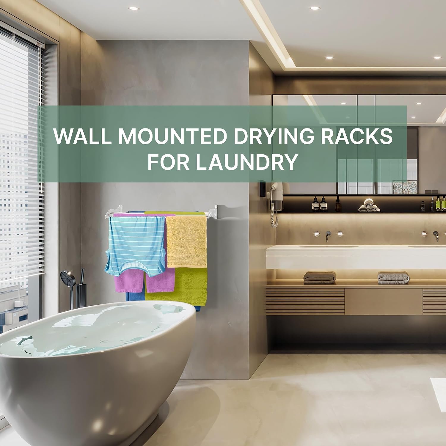 ALUMINUM WALL-MOUNTED FOLDING LAUNDRY RACK 6 RODS 120 CM