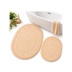 OVAL COTTON BATHMAT NON-SLIP ULTRA ABSORBENT - PINK