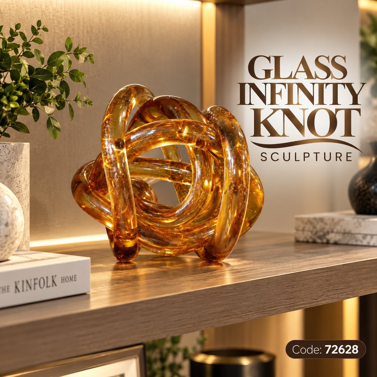 DECORATIVE GLASS INFINITY KNOT SCULPTURE 12 CM