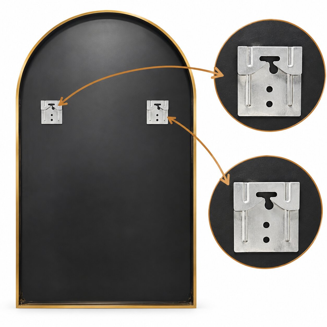 MODERN ARCHED WALL MIRROR WITH GOLD FRAME 89.5 CM