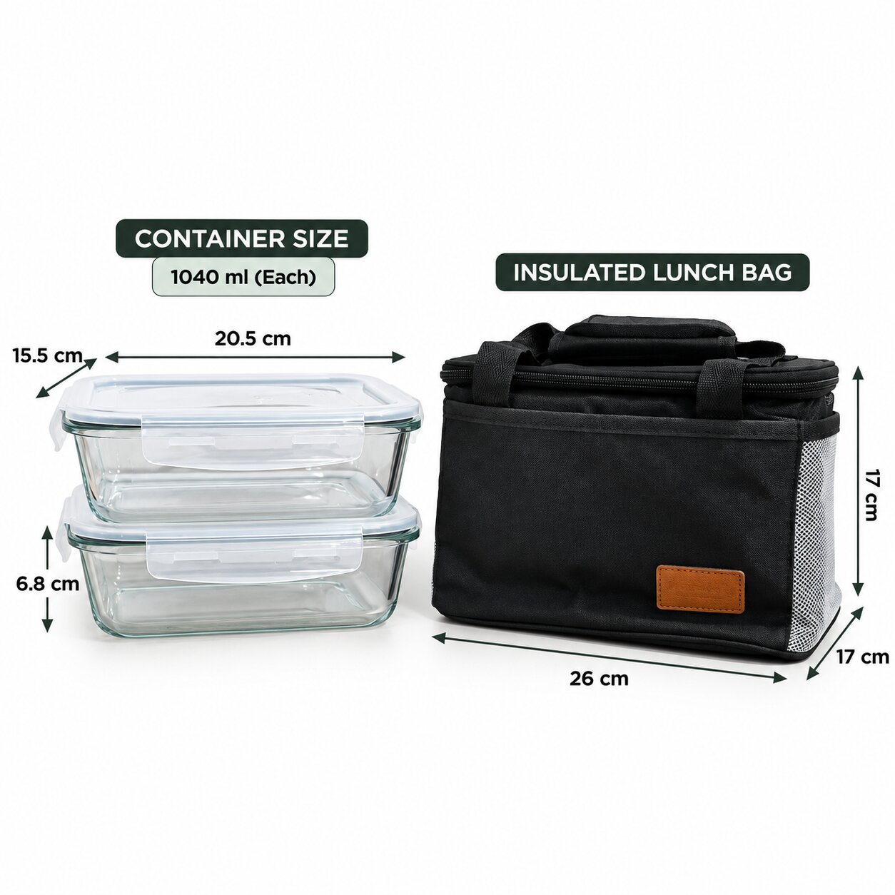 LUNCH BAG & 2 GLASS FOOD CONTAINERS SET DOSTHOFF - Image 2