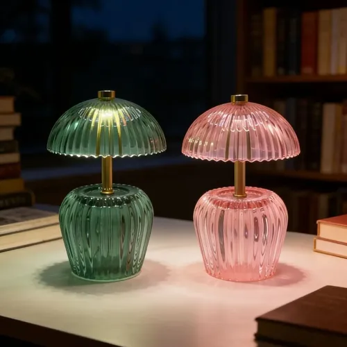 MINI MUSHROOM GLASS LED TABLE LAMP BATTERY POWERED