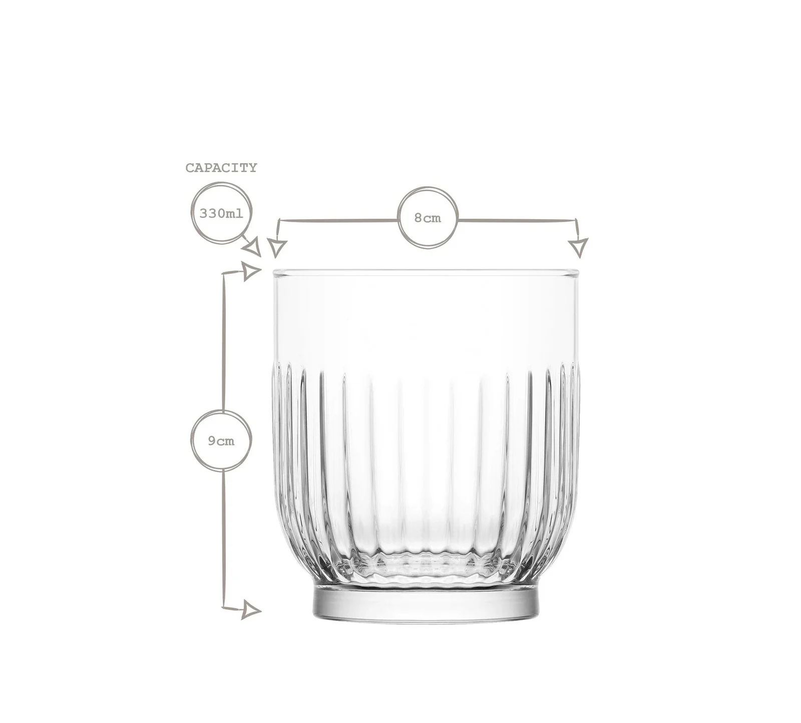 TOKYO 12-PIECE VERTICAL RIBBED GLASS CUP SET - Image 6