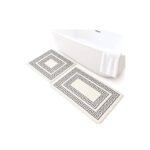 BATH MAT SET 2 PCS - GREEK PATTERN GREY