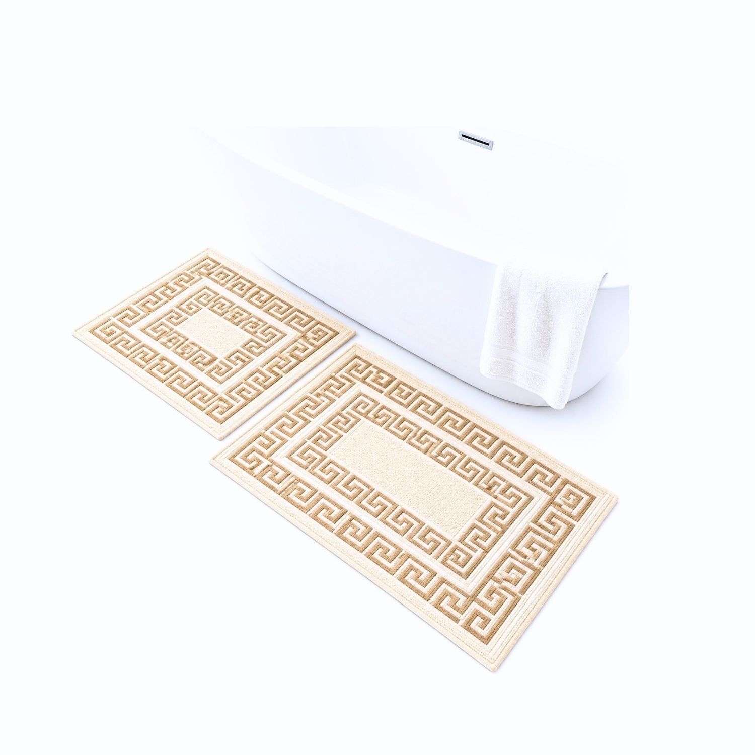 BATH MAT SET 2 PCS - GREEK PATTERN BEIJE