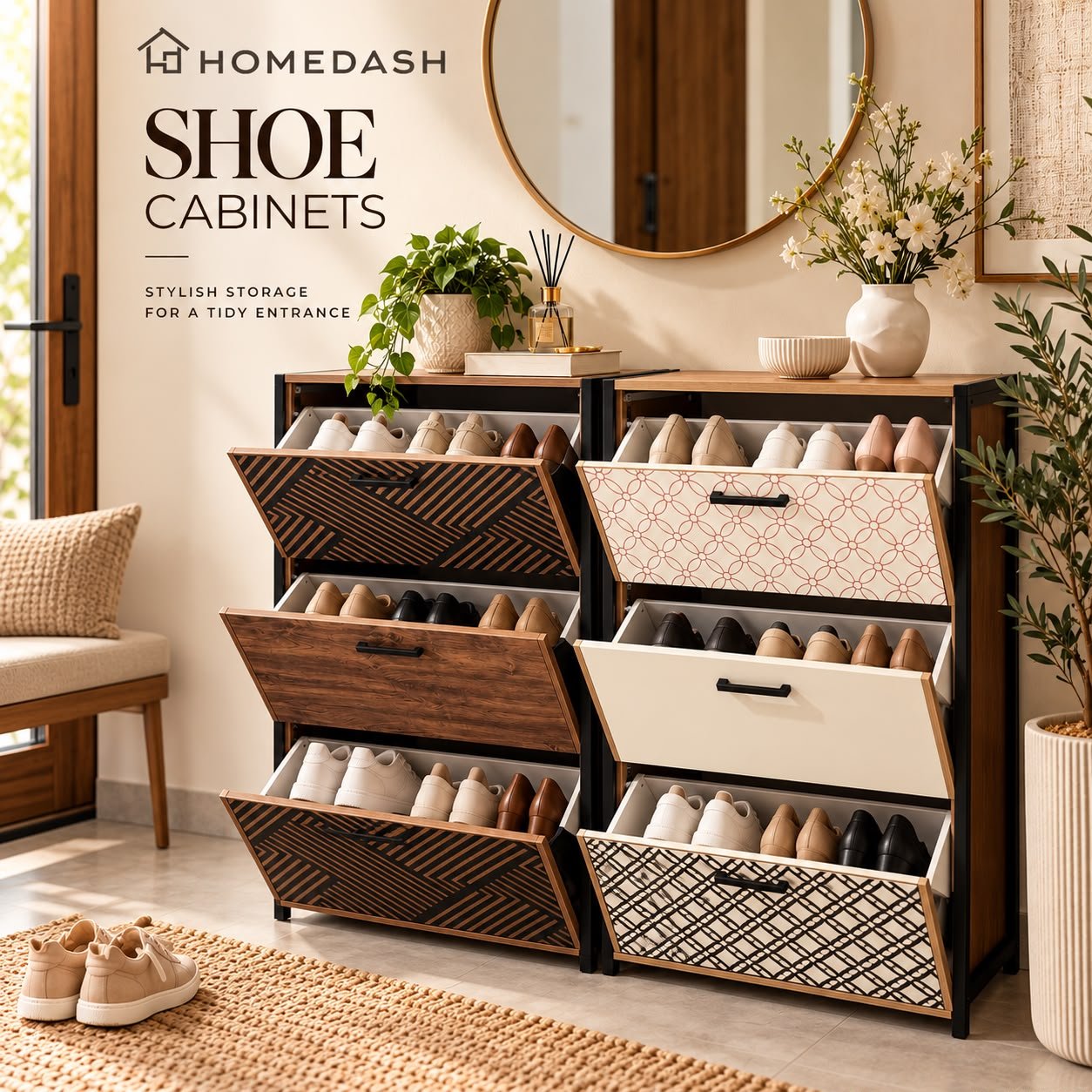 3-LAYER SHOE STORAGE CABINET WITH TILT-OUT DOORS - Image 4
