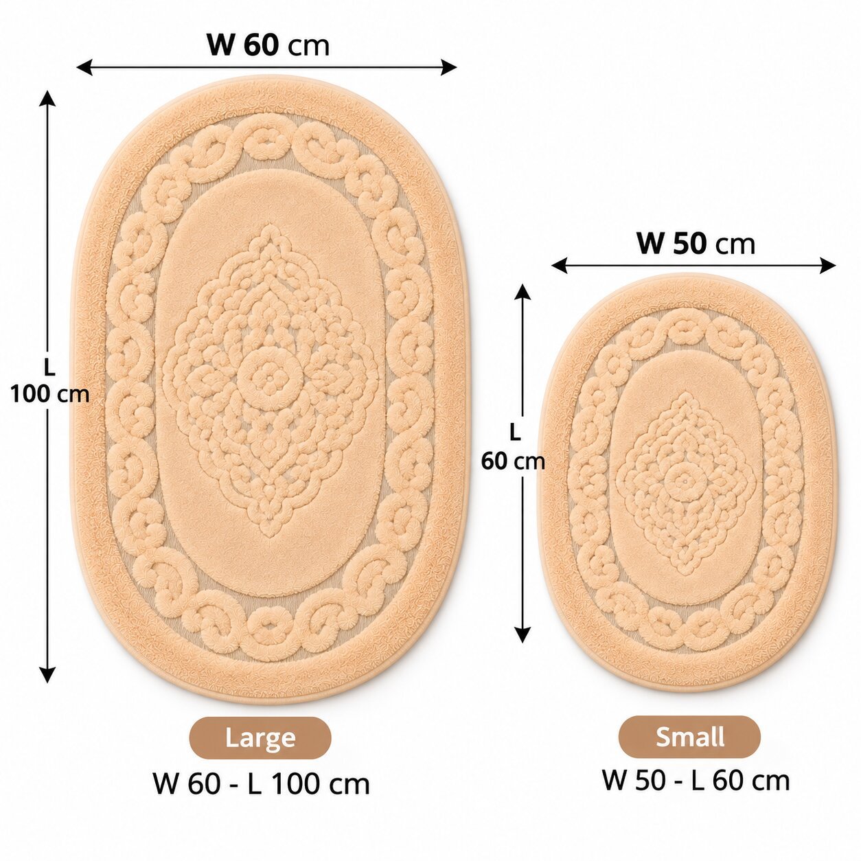 OVAL COTTON BATHMAT NON-SLIP ULTRA ABSORBENT - PINK