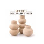 SET OF 3 DECORATIVE POTTERY VASES WITH ROUND SHAPES