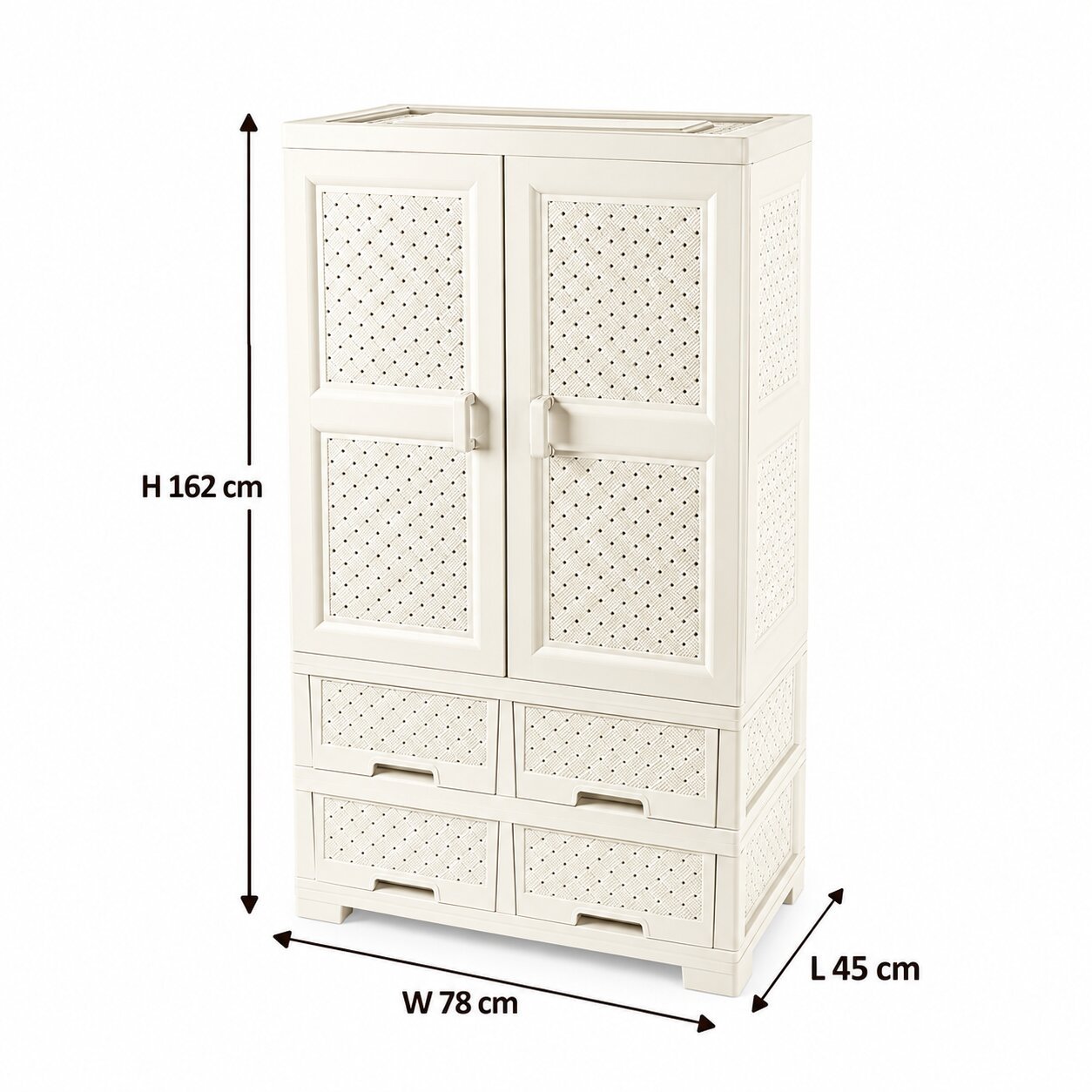 WHITE STORAGE CABINET WITH 4 DRAWERS & SHELVES