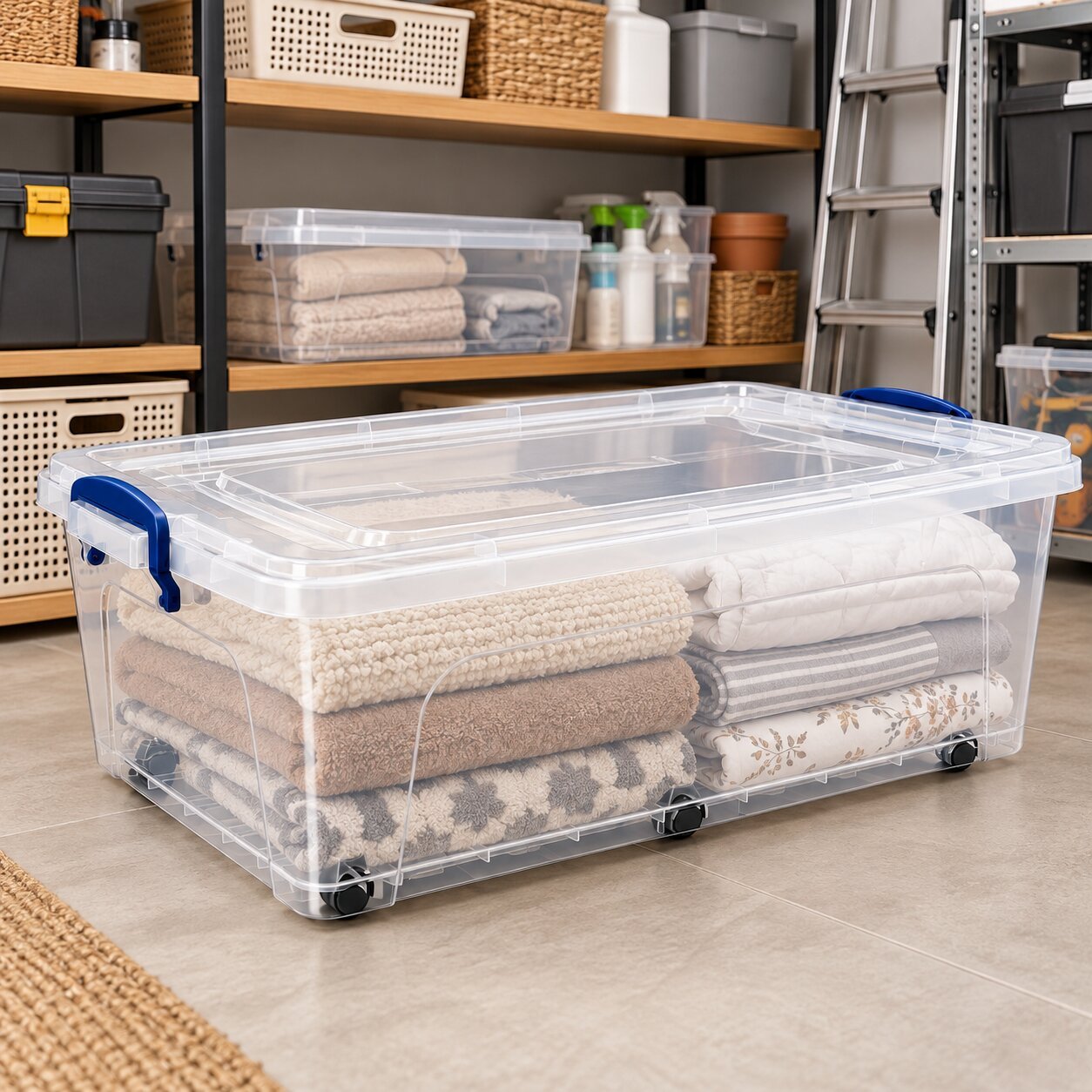 LOW-PROFILE STORAGE BOX 58 L WITH 6 WHEELS - Image 2