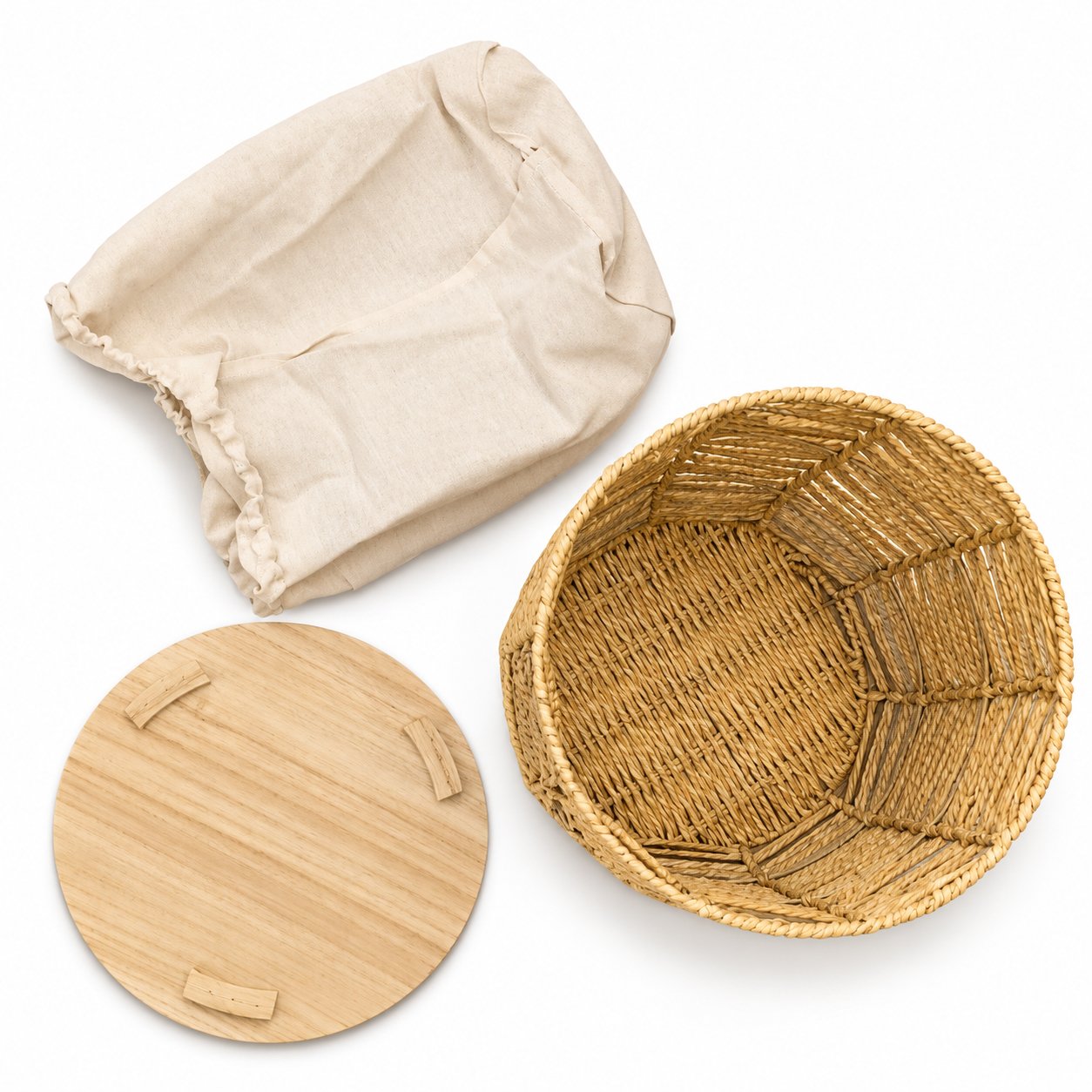 ROUND WOVEN STORAGE BASKET WITH WOODEN LID 39.5 CM - Image 2