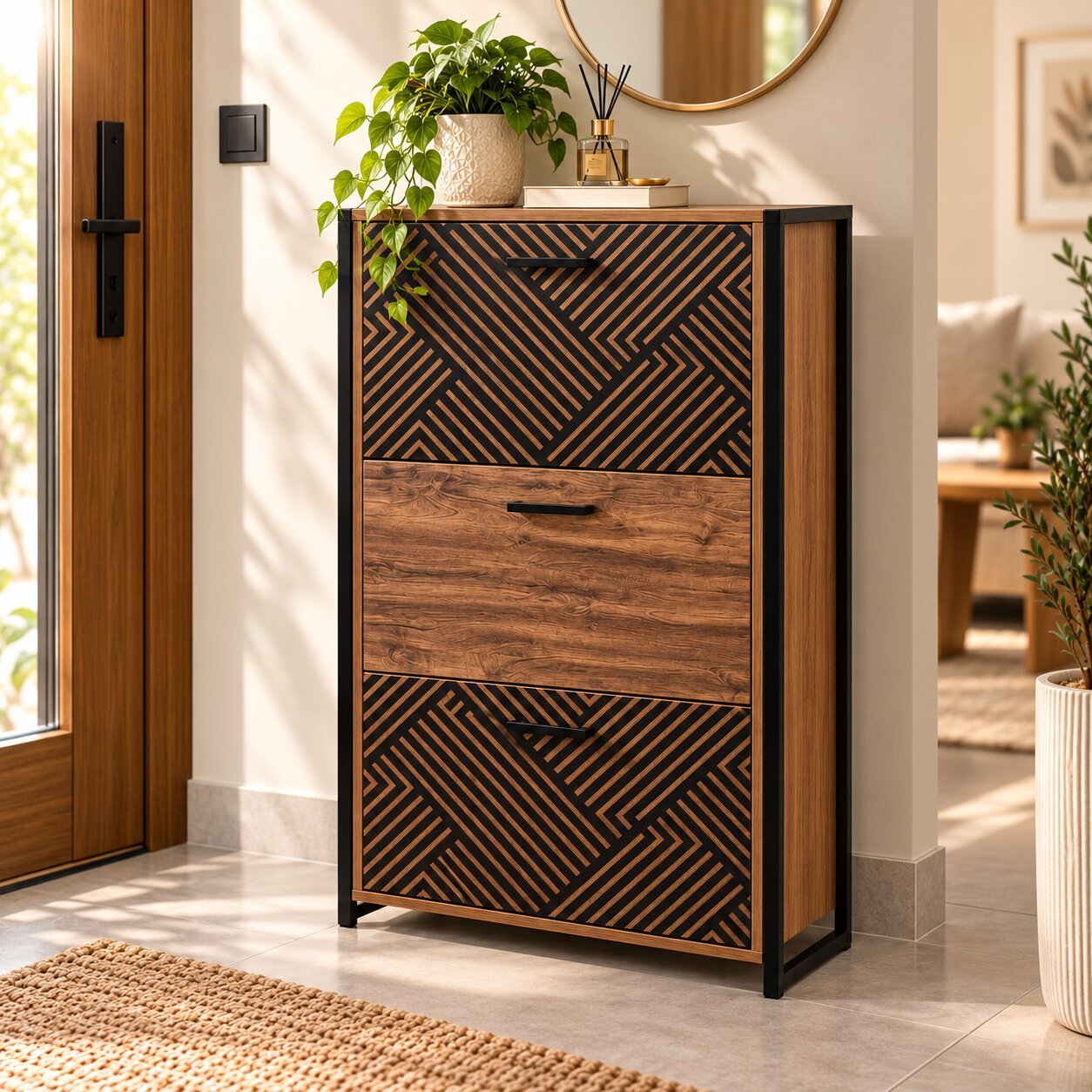 3-LAYER SHOE STORAGE CABINET WITH TILT-OUT DOORS - Image 2