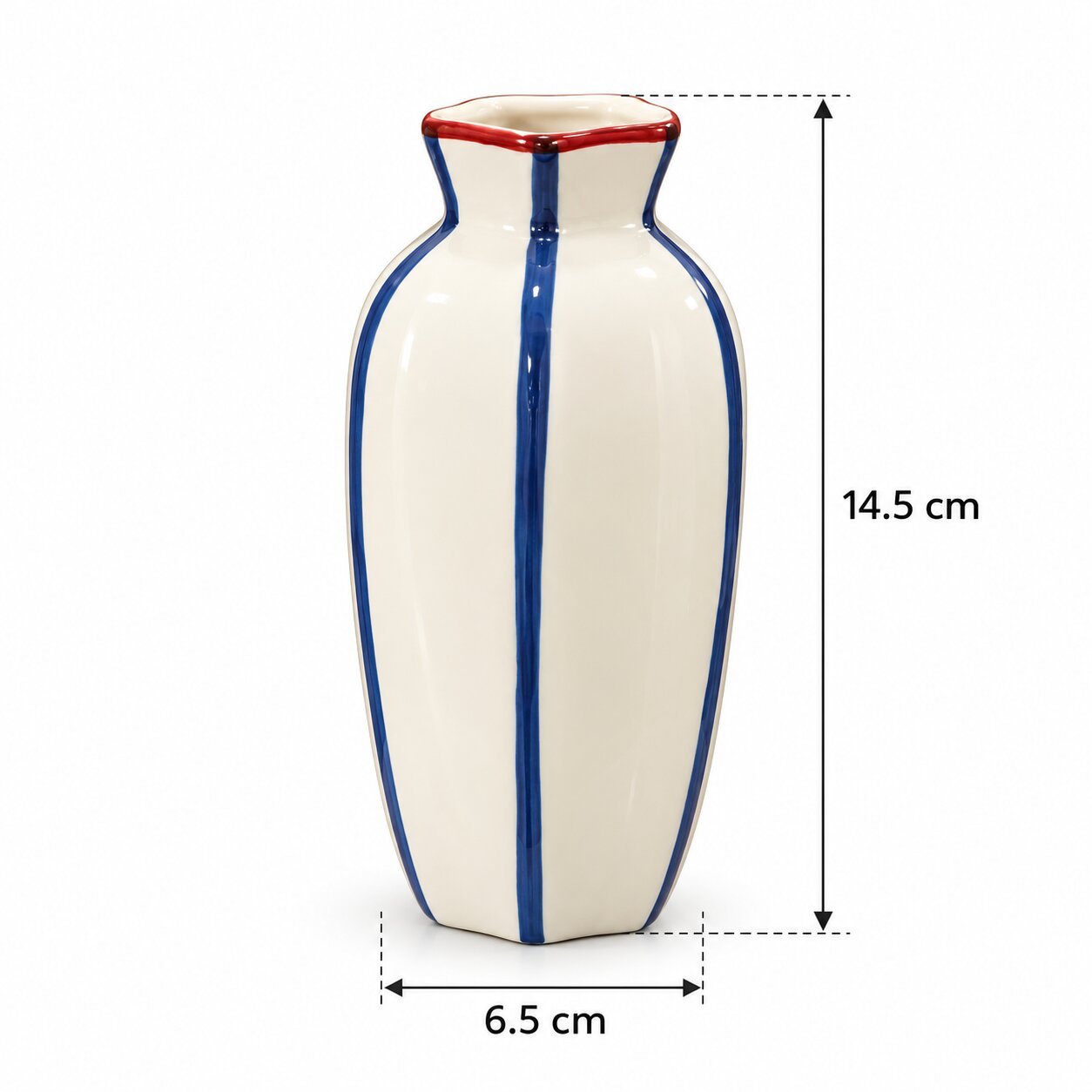 COLOURFUL STRIPED CERAMIC DECORATIVE VASE 14.5CM