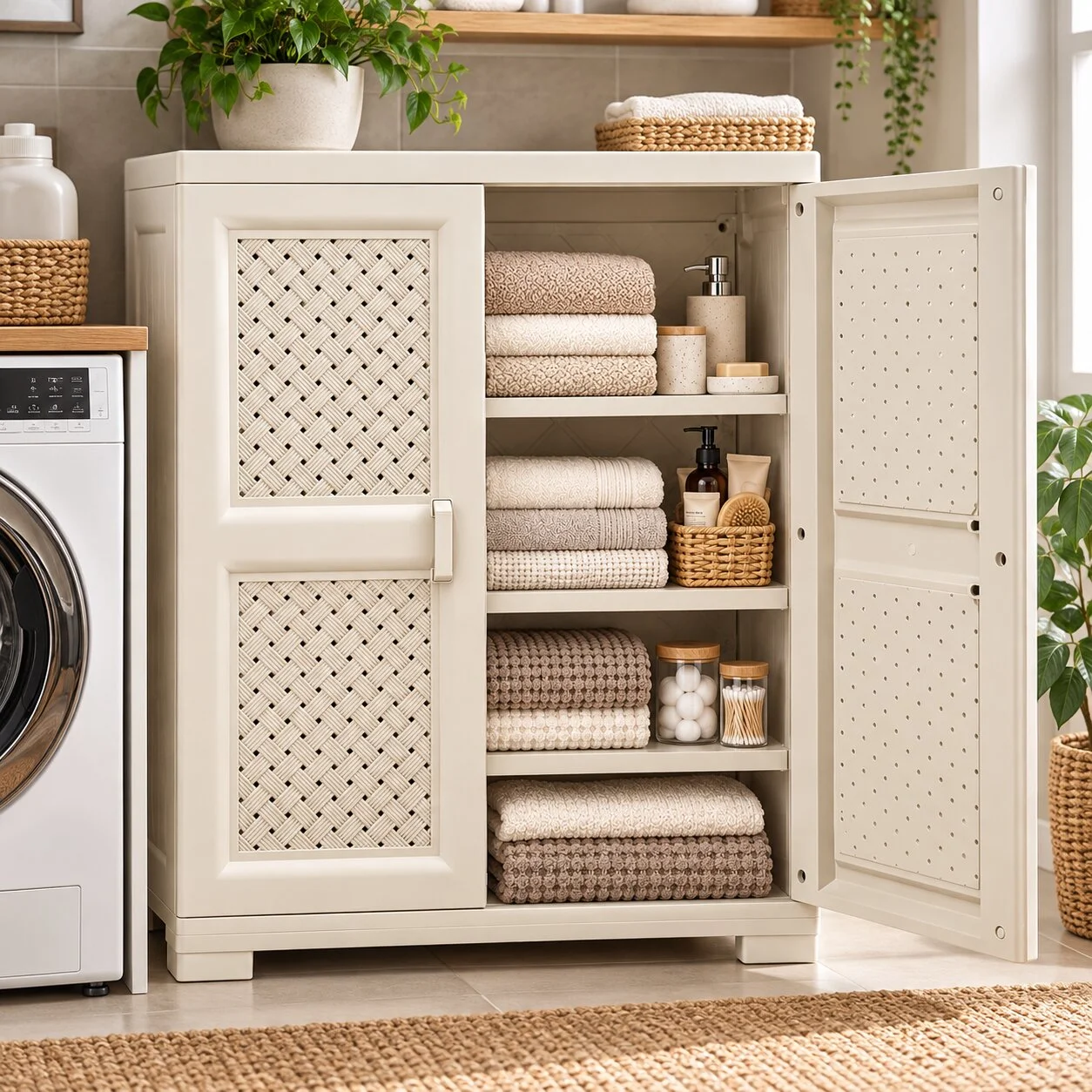 STORAGE CABINET WITH 4 SHELVES AND DOUBLE DOORS – WHITE