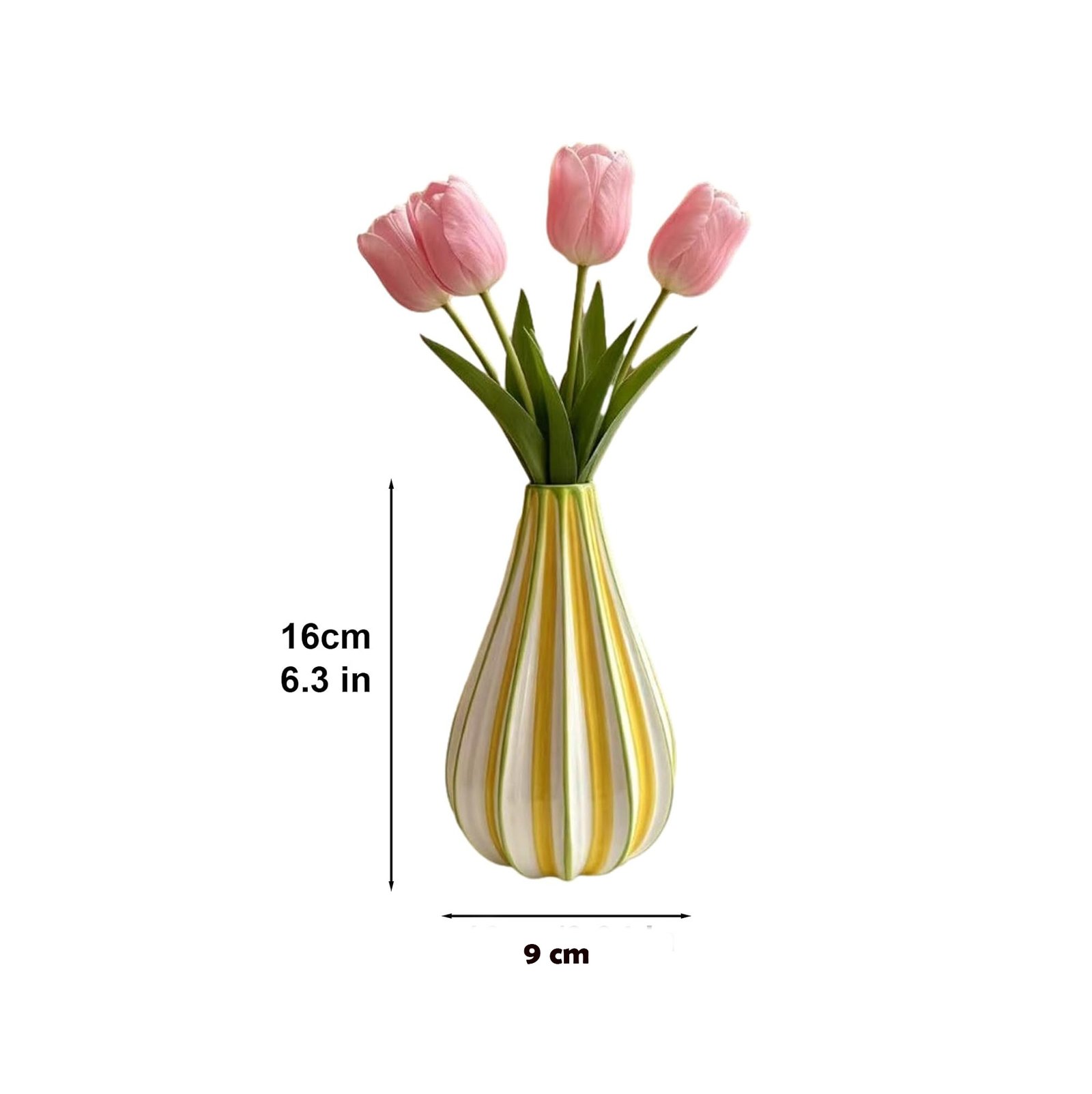 COLOURFUL STRIPED CERAMIC DECORATIVE VASE 16 CM - Image 3